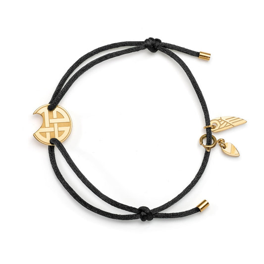 AN JEWELS JEWELRY Mod. AV.BGLBGGBK black cord bracelet with gold charms