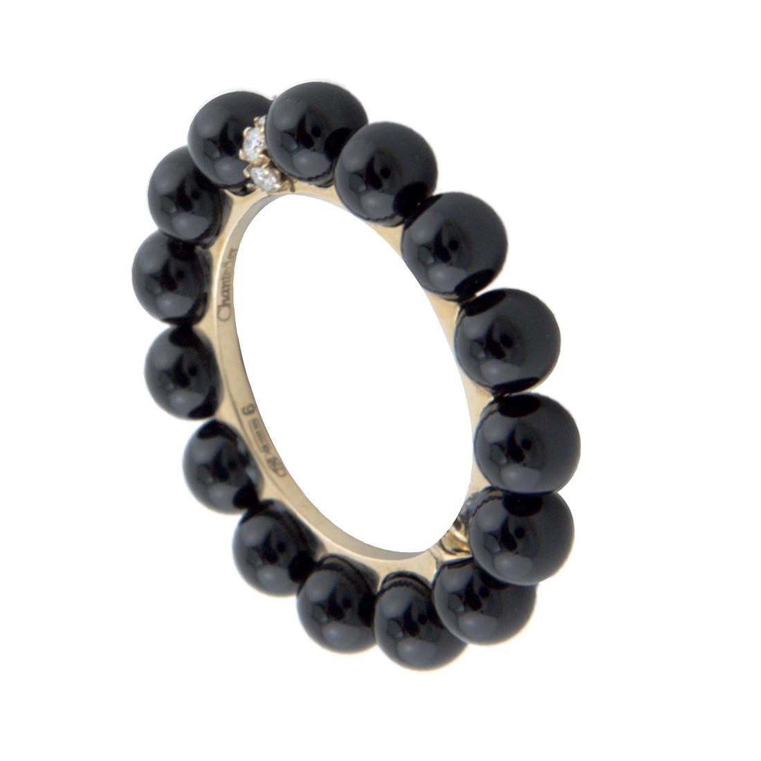 ANELLI CHANTECLER MOD. 34929 Size 53mm elegant black beaded jewel ring with gold and diamond accents showcasing luxury design.