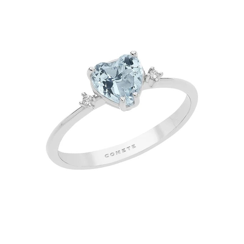 ANELLI COMETE MOD. ANQ300 with heart-shaped blue gemstone in elegant silver setting, perfect for special occasions and daily wear.