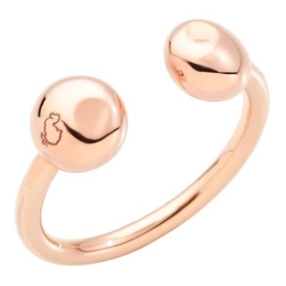 Golden ring with spherical ends, model ANELLI DODO MOD. DAC0013PEPIT0009R54, elegant jewelry piece.