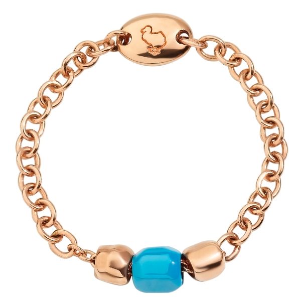 Gold chain bracelet with blue bead, ANELLI DODO MOD. DAC1004GRANXCTU9R54, featuring a dodo charm.