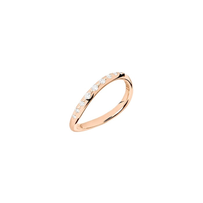 ANELLI DODO MOD. DAC2007ESSENDB09R53 elegant rose gold ring with diamonds, side view on white background