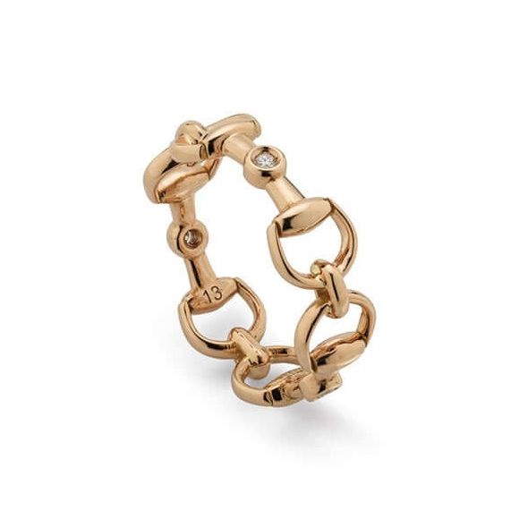 ANELLI GUCCI MOD. YBC837587001 gold ring with chain design and small diamonds