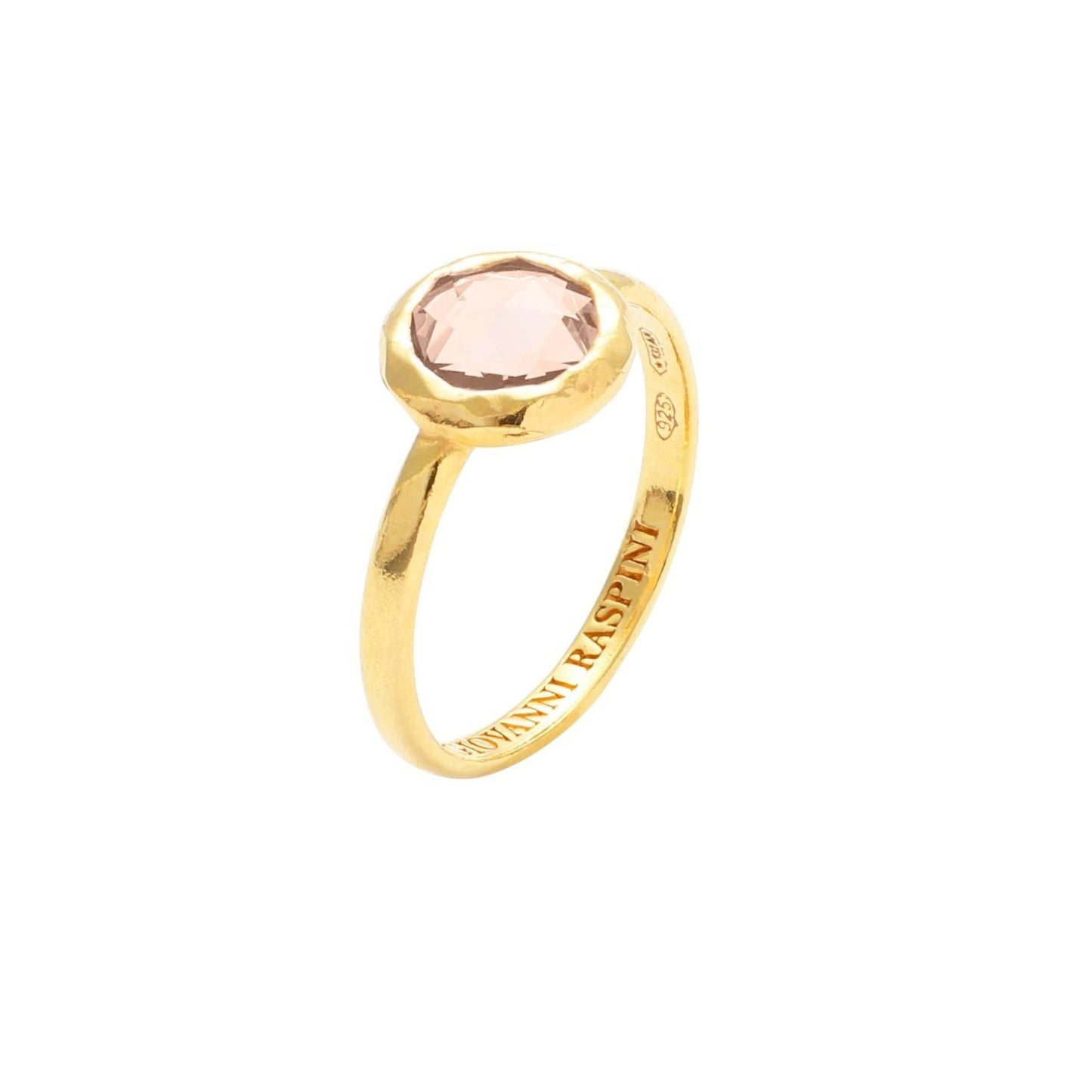 Elegant gold ring ANELLI RASPINI MOD. 12125_14 with a pink gemstone, featuring designer engraving on the band.