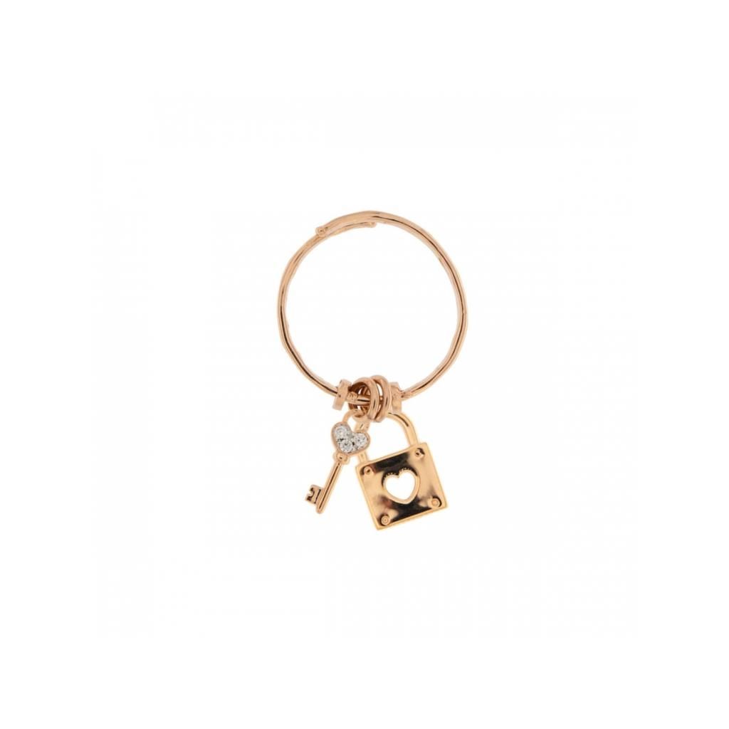 ANELLI RUE DES MILLE MOD. ANZ-CERC-C8-LUCCH featuring a gold ring with heart and key charms on a white background.