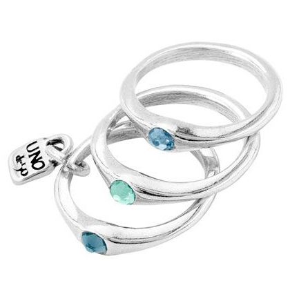 ANELLI UNO DE 50 MOD. UD_ANI0678AZUMTL15 silver ring with blue and green stones