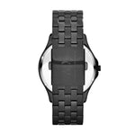 Back view of ARMANI EXCHANGE Mod. AX2144 wristwatch with stainless steel bracelet and official packaging