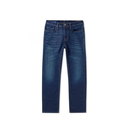 Acne Studios Blue Cotton Skinny Jeans with five pockets, belt loops, and small back logo detail. Made in Italy.