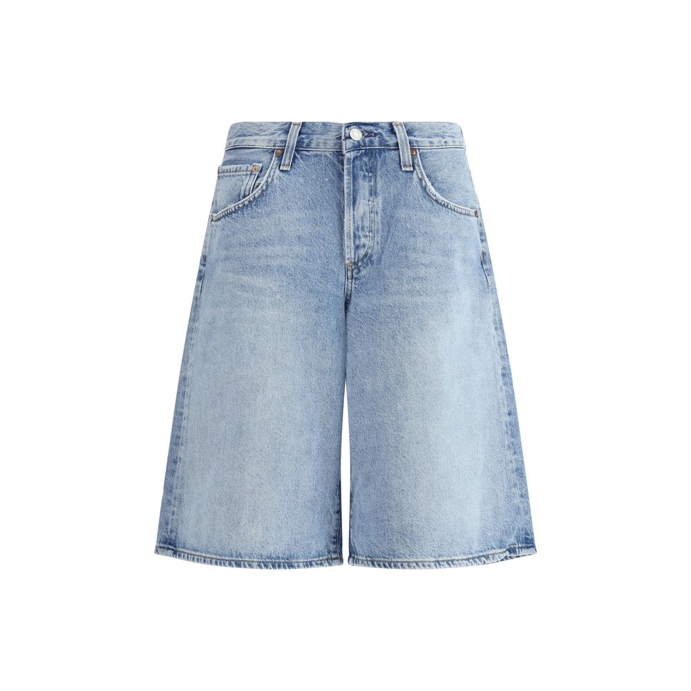 Agolde Baggy denim Shorts with five-pocket design, front button, and zipper closure. Perfect for a casual, urban summer look.
