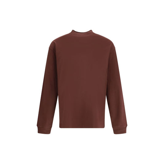 Back view of Agolde Bordeaux Cotton Long Sleeve T-Shirt with ribbed crew neck, elasticized cuffs, made of soft jersey, season AW25.