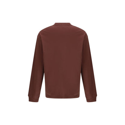 Agolde Bordeaux Cotton Long Sleeve T-Shirt back view in brown with ribbed crew neck and elasticized cuffs for AW25 collection.