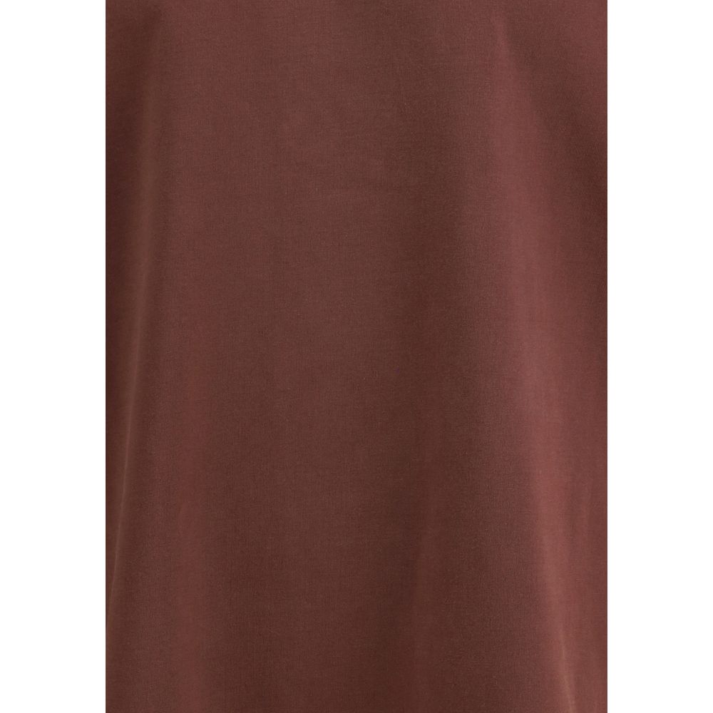 Close-up of Agolde Bordeaux Cotton Long Sleeve T-Shirt fabric showing rich color and texture.