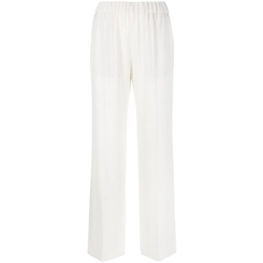 Alberto Biani White Cady Elasticated Trousers Trousers