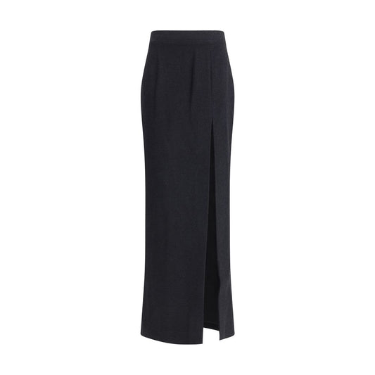 Alessandra Rich Black Fleece Wool Long Skirt Alessandra Rich