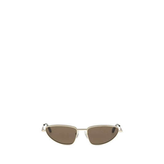 Alexander McQueen Gold Metal Sunglasses with mirrored lenses and cat-eye shape.