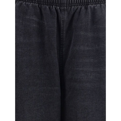 Close-up of Alexander Wang Black Cotton Joggers showcasing waistband details and texture for a stylish workout look.