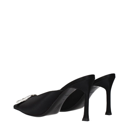 Amina Muaddi Black Satin Pumps