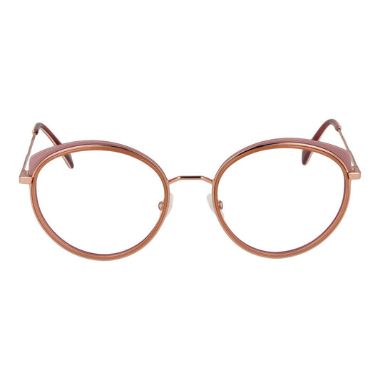 Andy Wolf Pink Unisex Glasses Frame, rosegold metal full-rim round style, size 52-19-140 with demo plastic lenses, includes branded case.