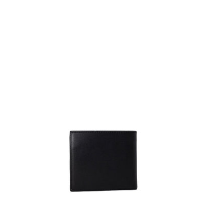 Armani Exchange Black Leather Wallet with coin pocket, made from 100% bovine leather for durability and style.