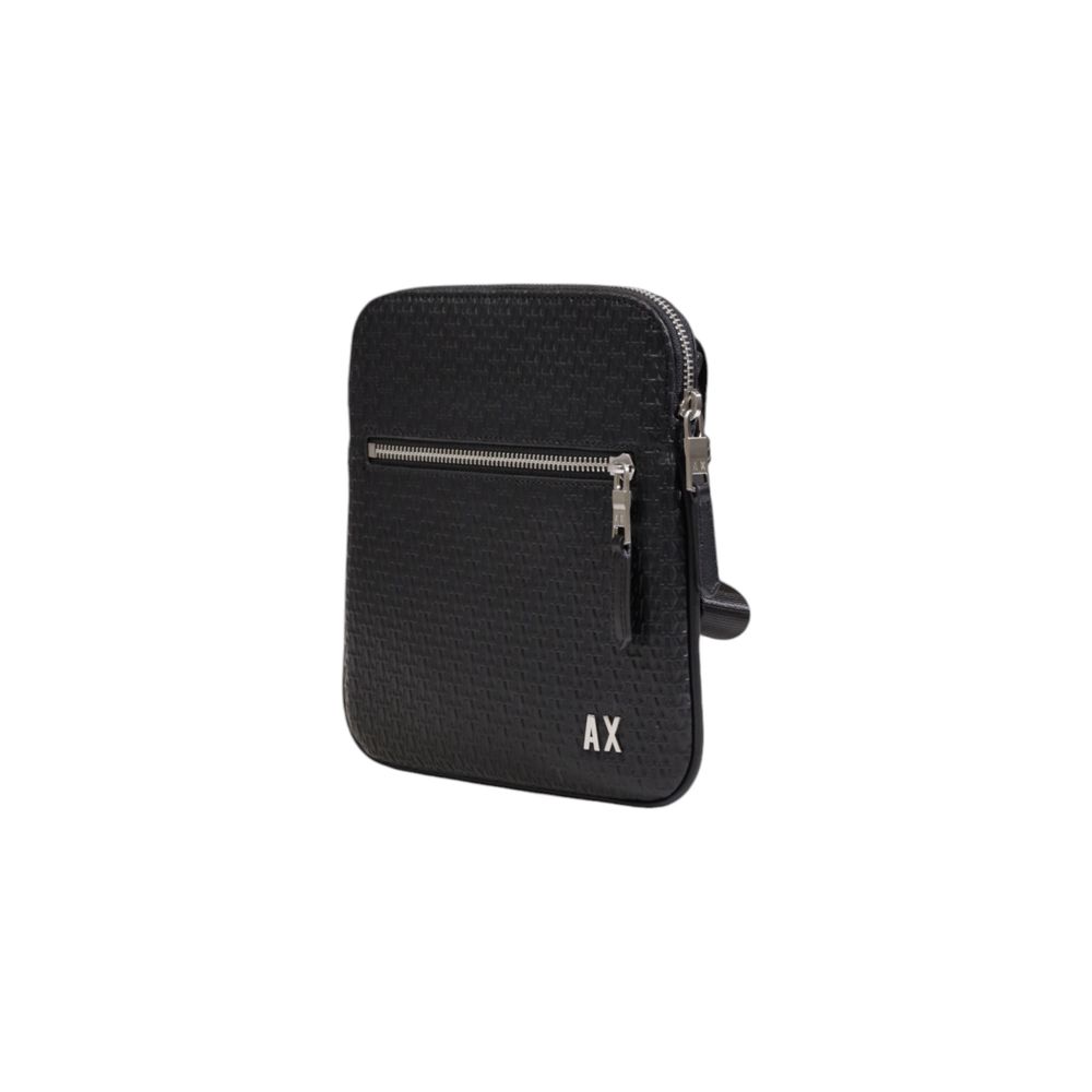 Armani Exchange Black Polyester Messenger Bag with geometric texture and AX logo, durable and stylish crossbody, model XM000159 AF11928.
