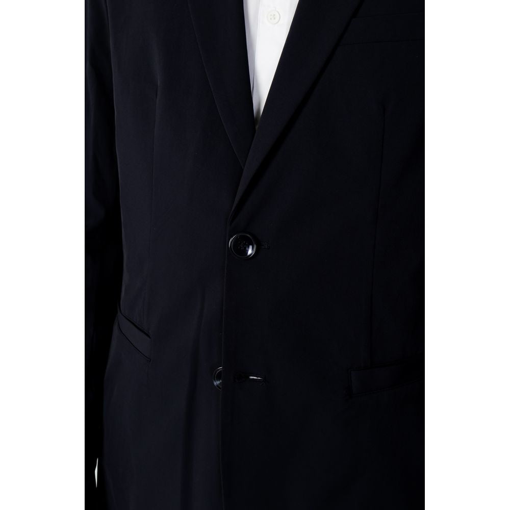 Close-up of Armani Exchange Blue Cotton Blazer with two-button closure and classic lapels, model 8NZG49 ZNYZZ.