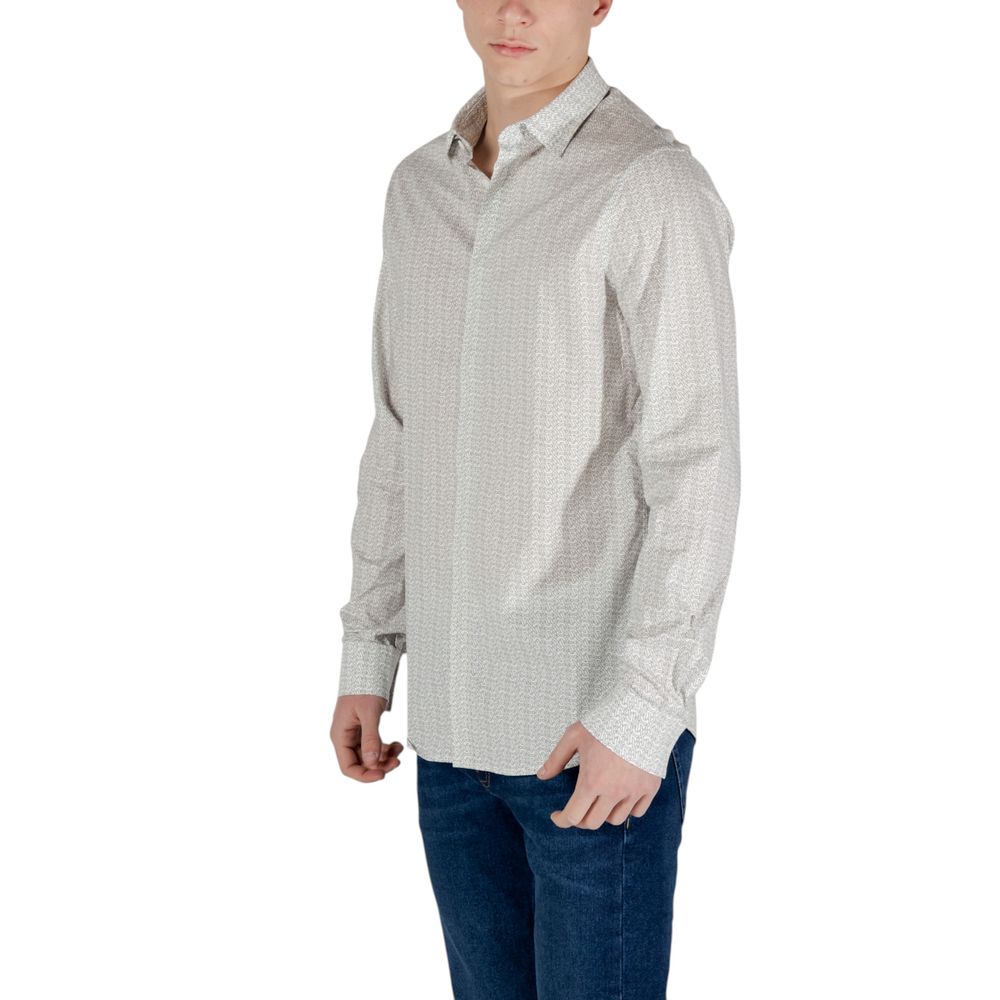 Armani Exchange Cream Cotton Pattern Shirt