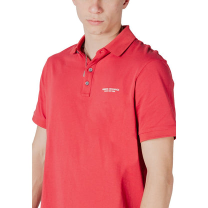 Armani Exchange Red Cotton Polo Shirt with short sleeves, classic collar, and discreet logo detail, offering comfort and style.