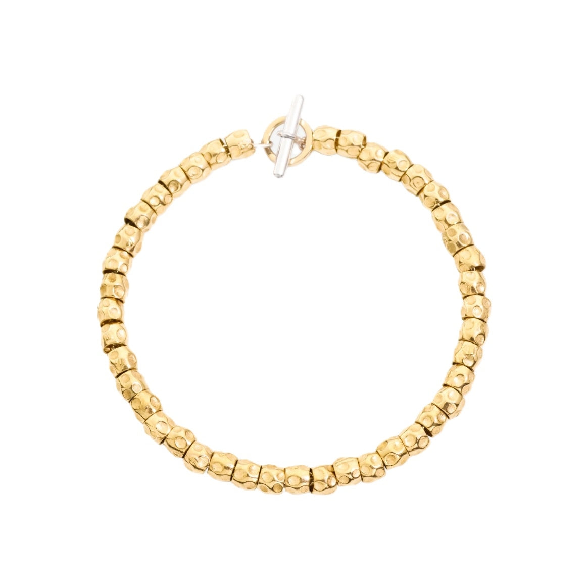 Gold beaded bracelet showcasing BRACCIALI DODO MOD. DBB905AGRANEGOGOAL design with toggle clasp.