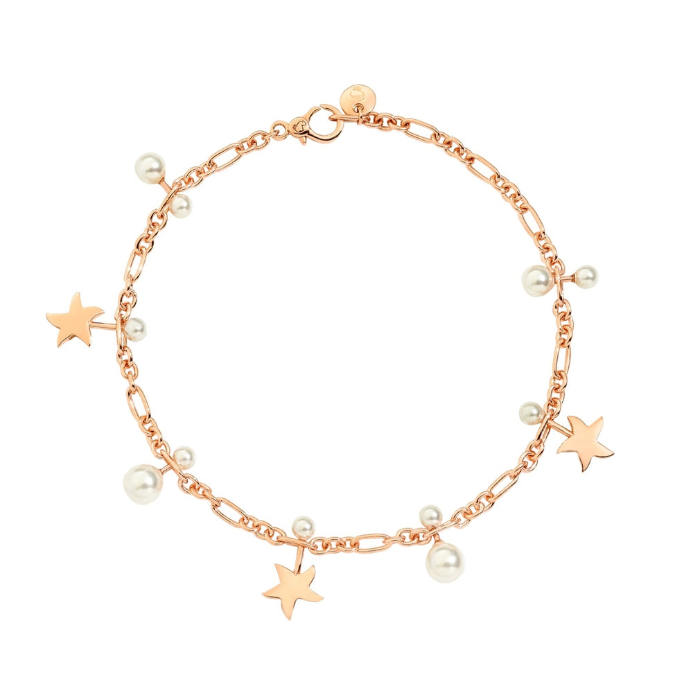 BRACCIALI DODO MOD. DBC2005STARSWCP9RS bracelet with star and pearl charms in rose gold chain style.