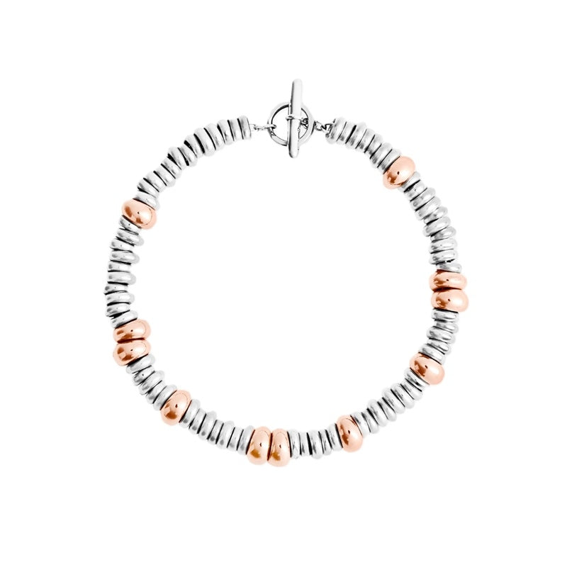 BRACCIALI DODO MOD. DBC4001RONDE00RAGL silver and rose gold beaded bracelet