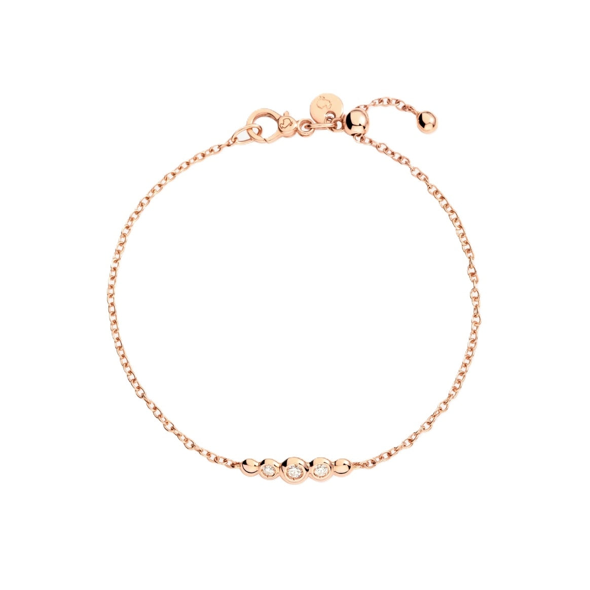 Delicate rose gold bracelet with diamonds, BRACCIALI DODO MOD. DBC4004BOLLIDB09RXXL, elegant design and adjustable clasp.