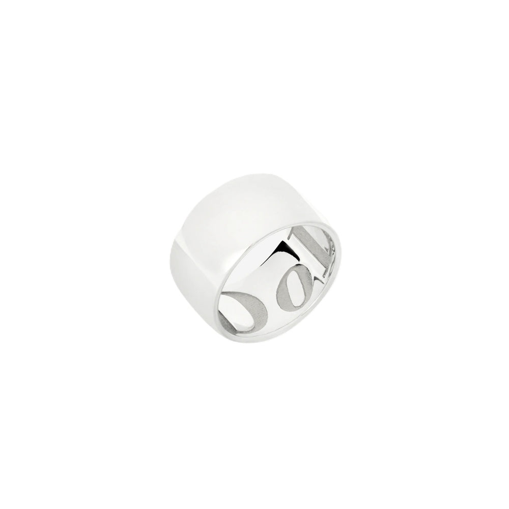 Silver ring showcasing unique cutout design