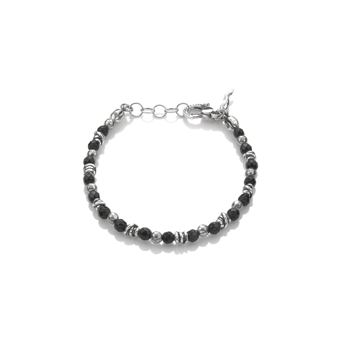 BRACCIALI RASPINI MOD. 10840 elegant silver and black beaded bracelet with a sleek design