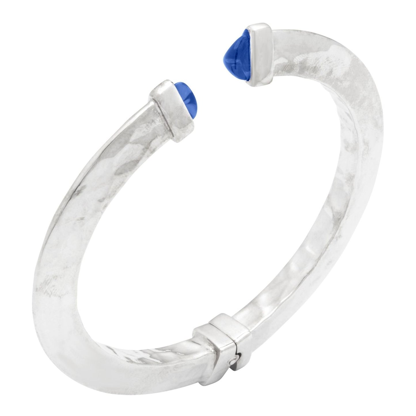 Silver bracelet with blue gemstone ends, BRACCIALI RASPINI MOD. 12291, shown on a white background.