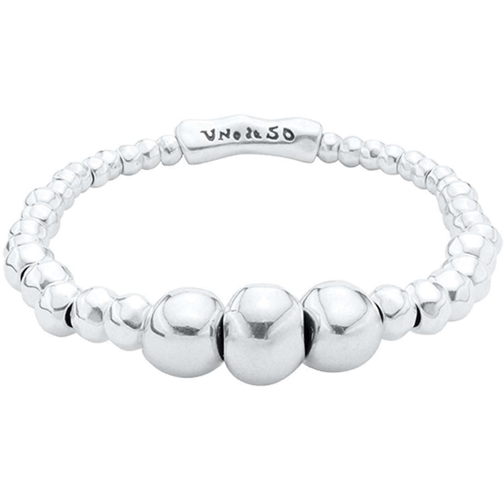 BRACCIALI UNO DE 50 MOD. UD_PUL1858MTL0000M silver bracelet with textured beads.