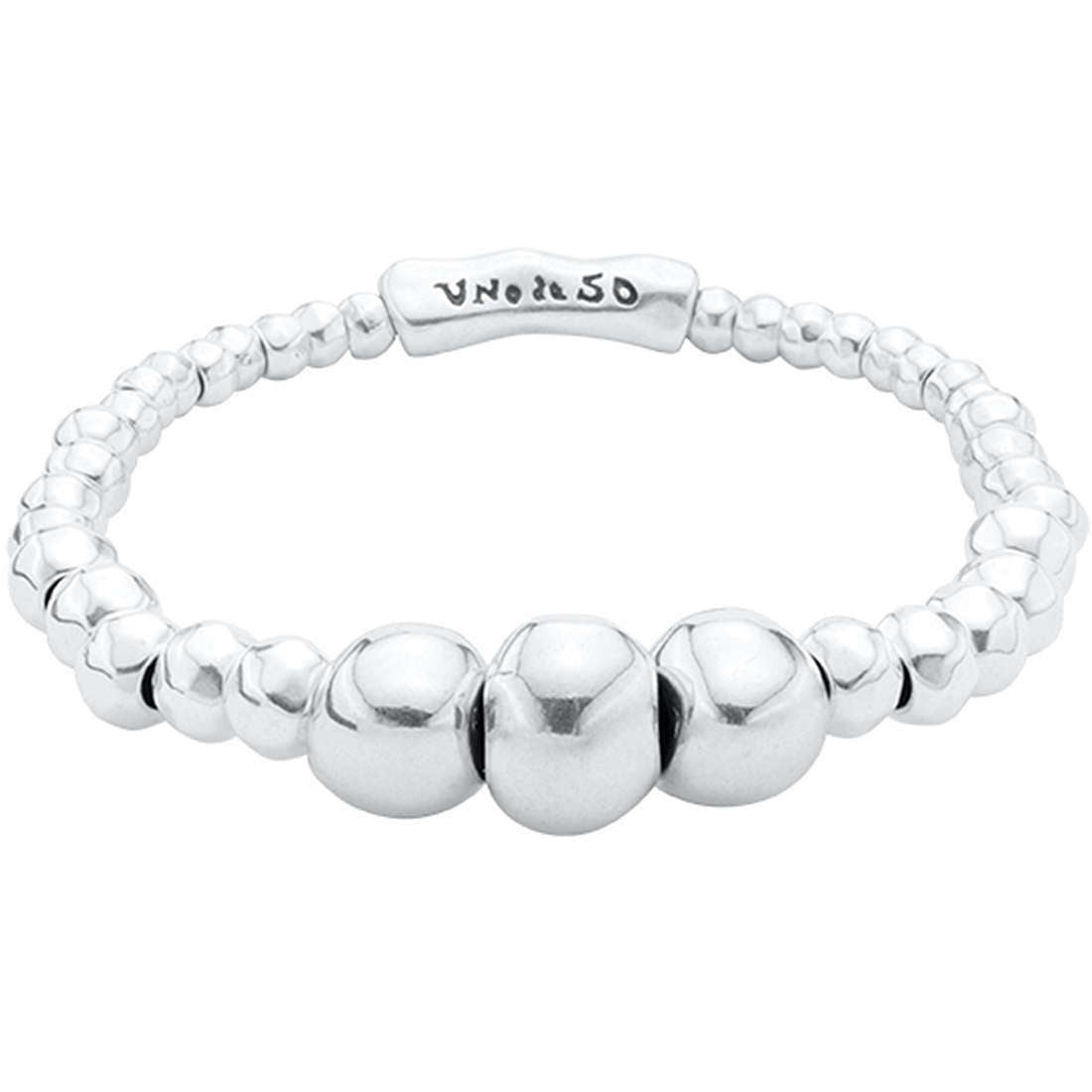 BRACCIALI UNO DE 50 MOD. UD_PUL1858MTL0000M silver bracelet with textured beads.