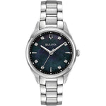 BULOVA Mod. SUTTON wristwatch with stainless steel band and black dial, in official box packaging.