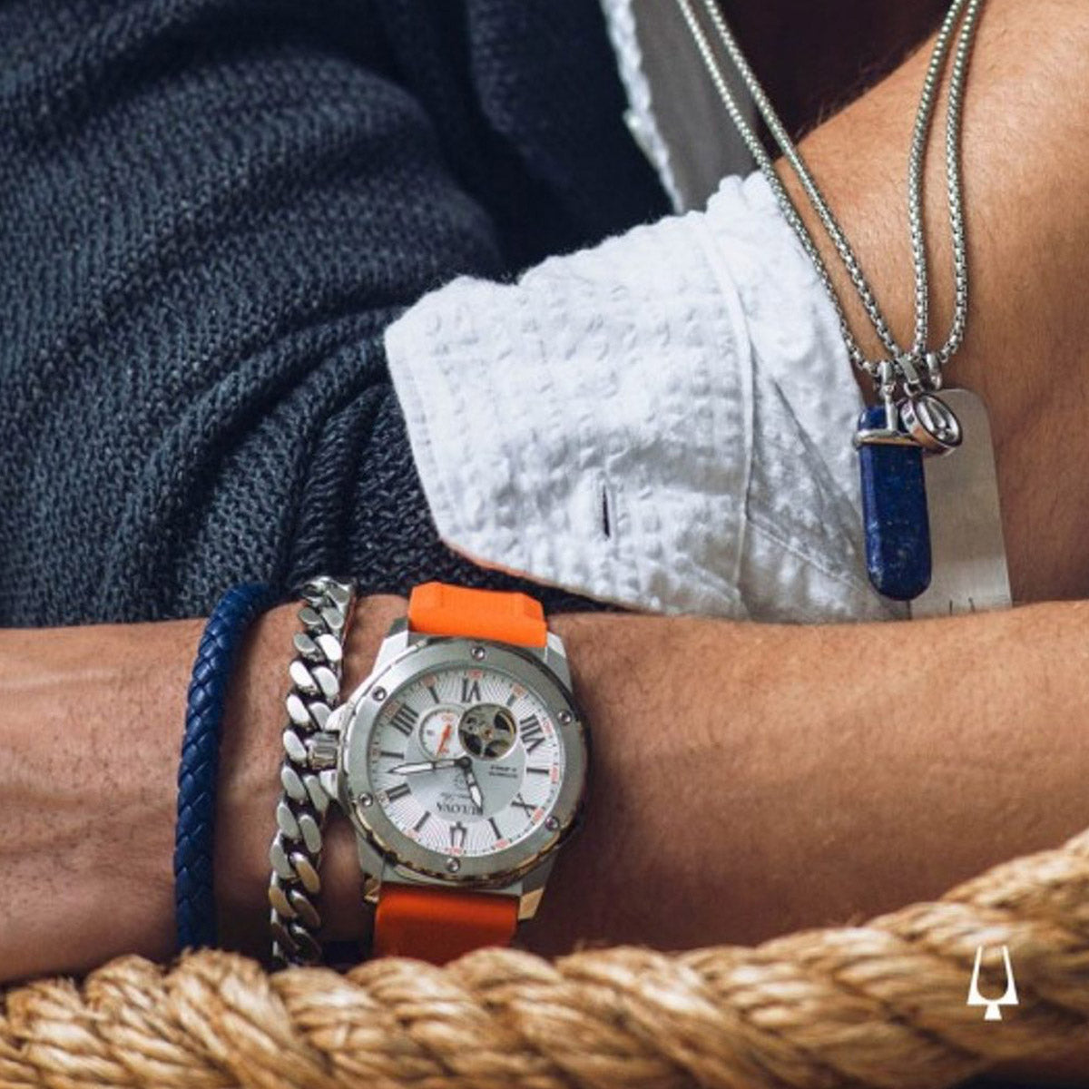 BULOVA WATCHES Mod. 98A226 on wrist with bracelets