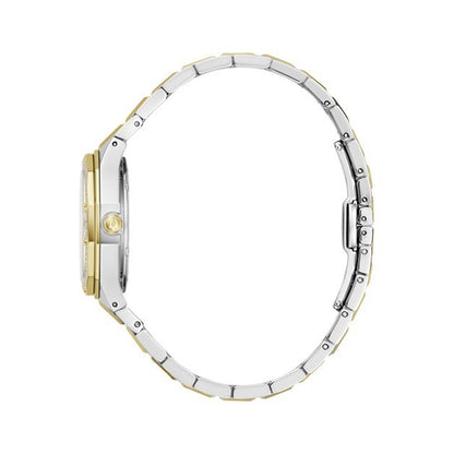 Side view of BULOVA WATCHES Mod. 98R299 showcasing silver and gold tones in the watch design.