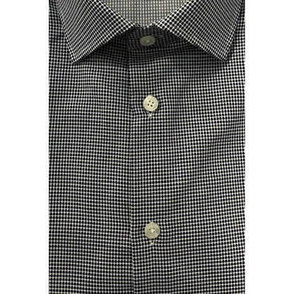 Baldinini Trend Blue Cotton Men Shirt with sleek silhouette and French collar, showcasing Italian craftsmanship and contemporary style.