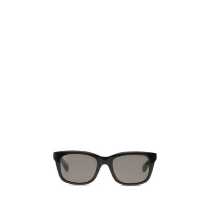 Balenciaga Black Acetate Sunglasses with square shape and Bio-Nylon lenses, featuring brand signature for exclusivity.