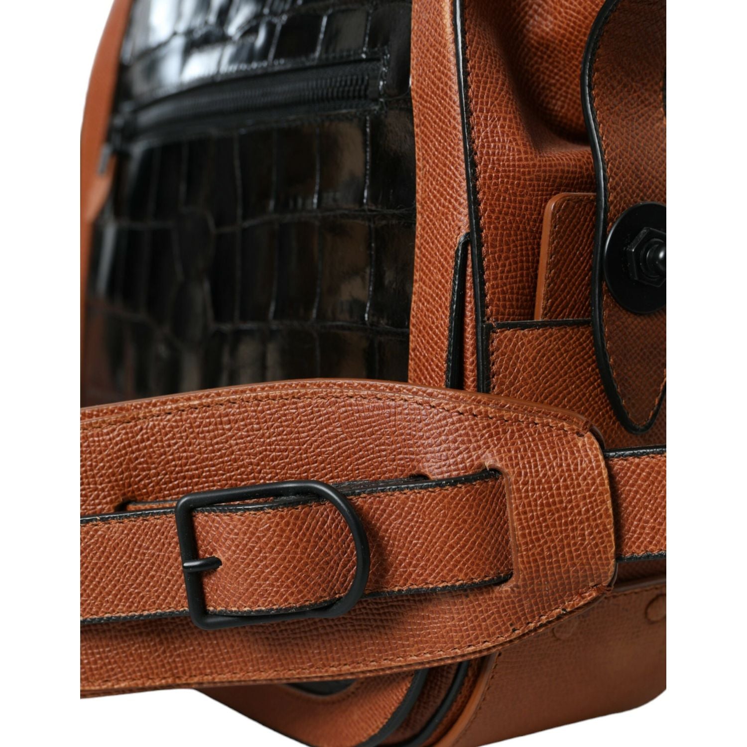 Balenciaga Black Brown Exotic Skin Leather Vertical Crossbody Purse Bag