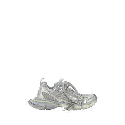 Balenciaga Gray Polyester Athletic Sneakers with chunky sole, multiple laces, and mesh panels for AW25.