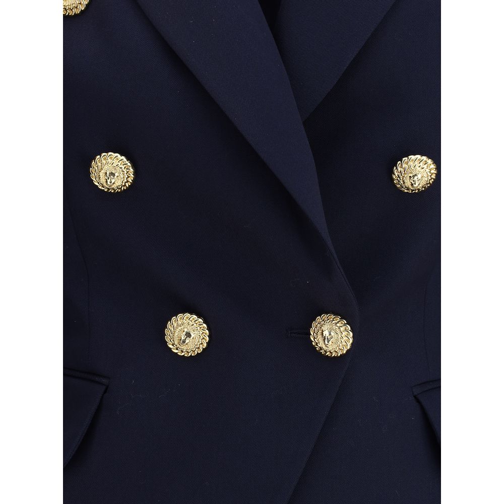 Balmain Blue Fleece Wool Blazer