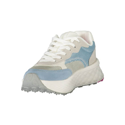 Blauer Blue Polyester Women Sneaker with white and fuchsia accents, featuring removable insole and Blauer logo.