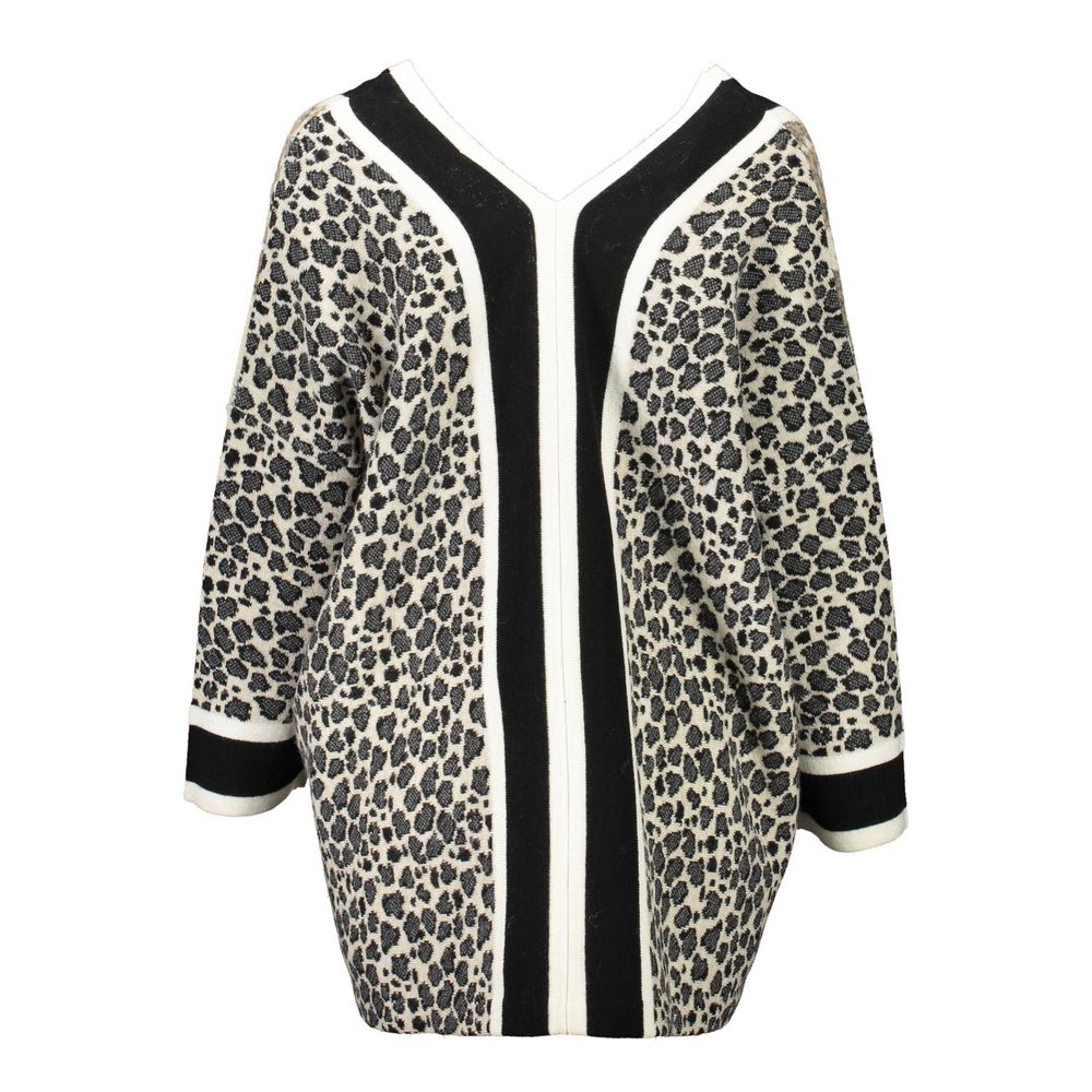 Blugirl Beige Acrylic Women's Sweater with leopard print design and v-neckline.