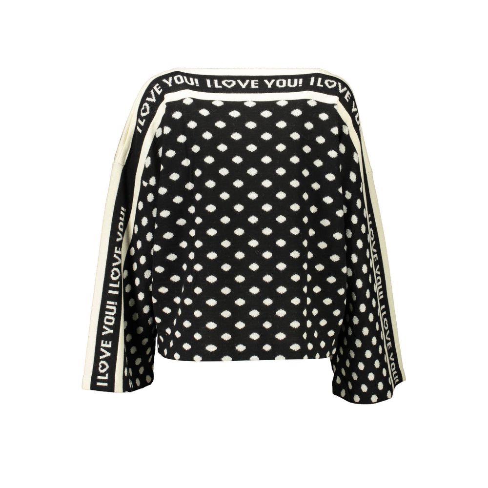 Blugirl Nero Acrylic Women Sweater featuring polka dot pattern and 'I Love You' trim