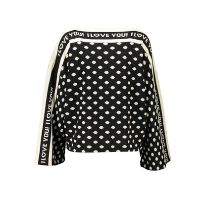 Blugirl Nero Acrylic Women Sweater featuring polka dot pattern and 'I Love You' trim