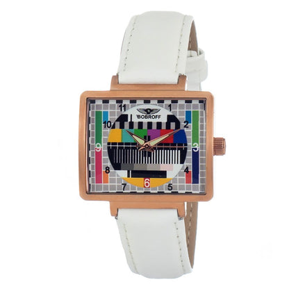 Bobroff White Leather Dress Watch