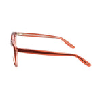 Bottega Veneta Multicolor Acetate Frames side view in pink with detailed temple design, model BV244F2K, size 52/17/140 mm.